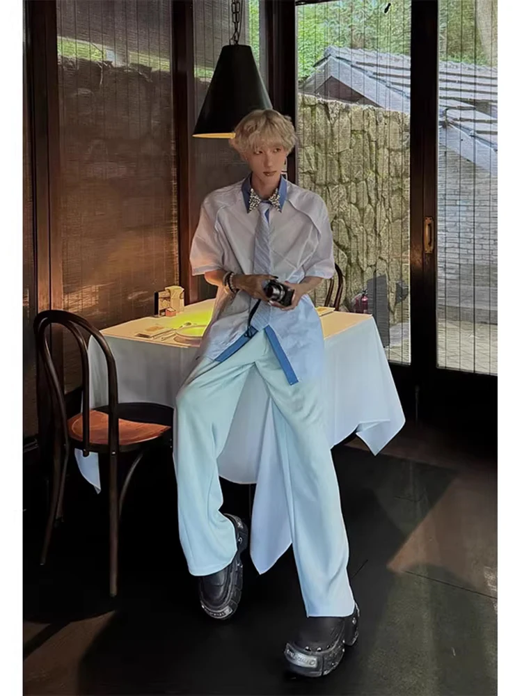 

Cleanfit Heavy Du oulder Padded ort Sve Men's irt with Tie Dual Color Design f Sve Model Casual Summer irt