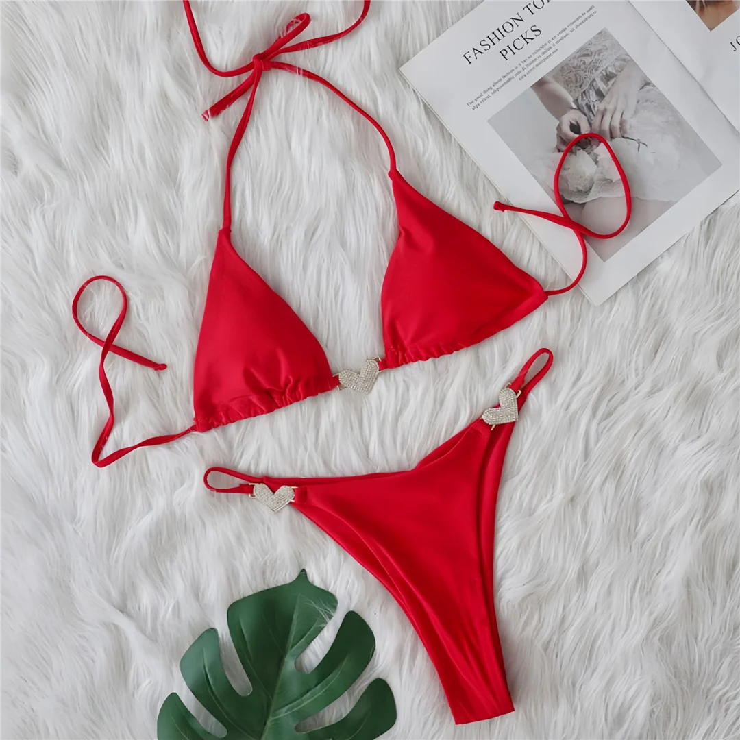 Sexy Bikini mit Diamant-Strasssteinen und Scrunch-Design, zweiteiliger Badeanzug für Damen, Badebekleidung, Badeanzug für Frauen, Bather Swim V6117 – Detail 12