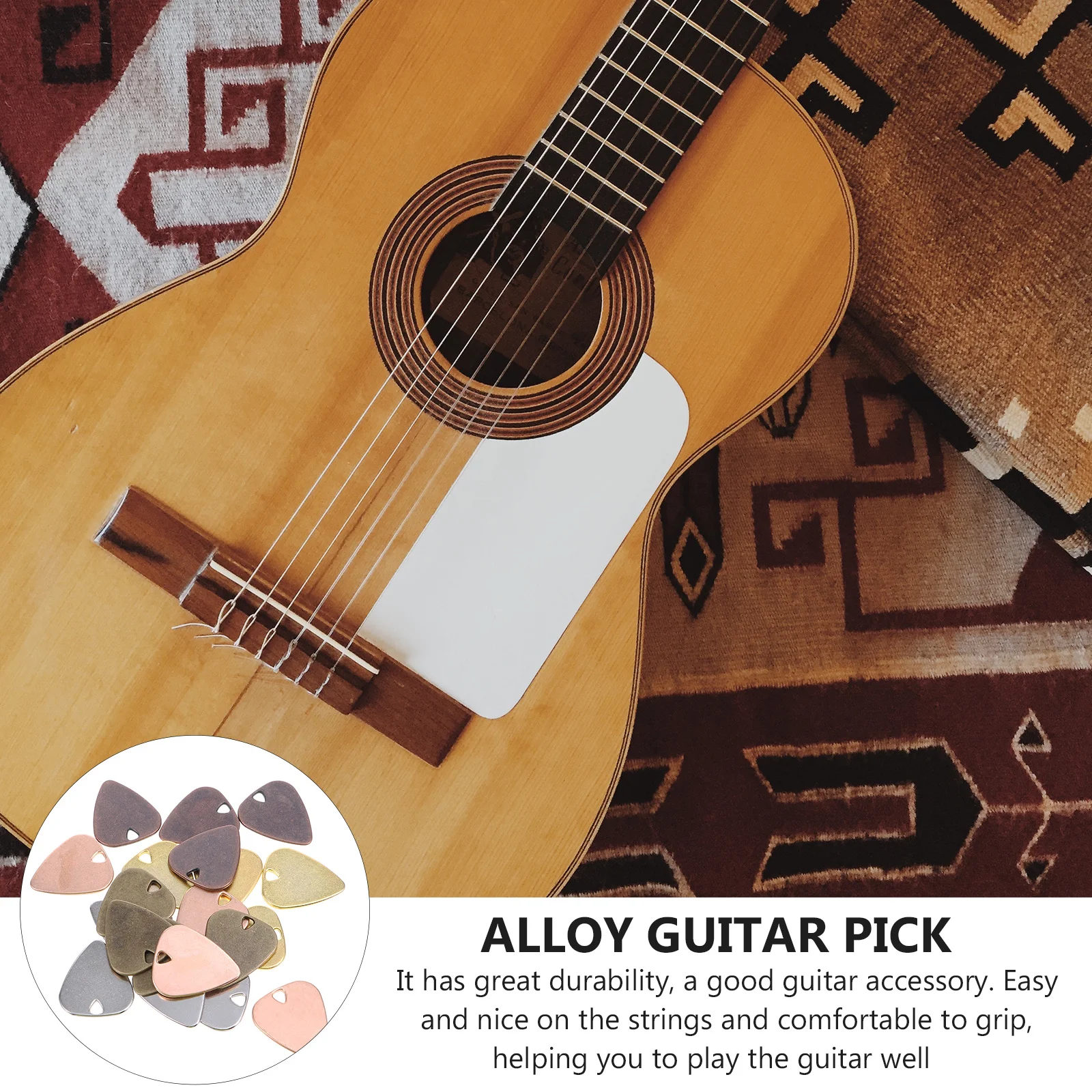 

20Pcs Electric Guitar Pick Metal Alloy Durable Guitar Plectrum Tool Comfortable Grip Lightweight Necklace Decoration