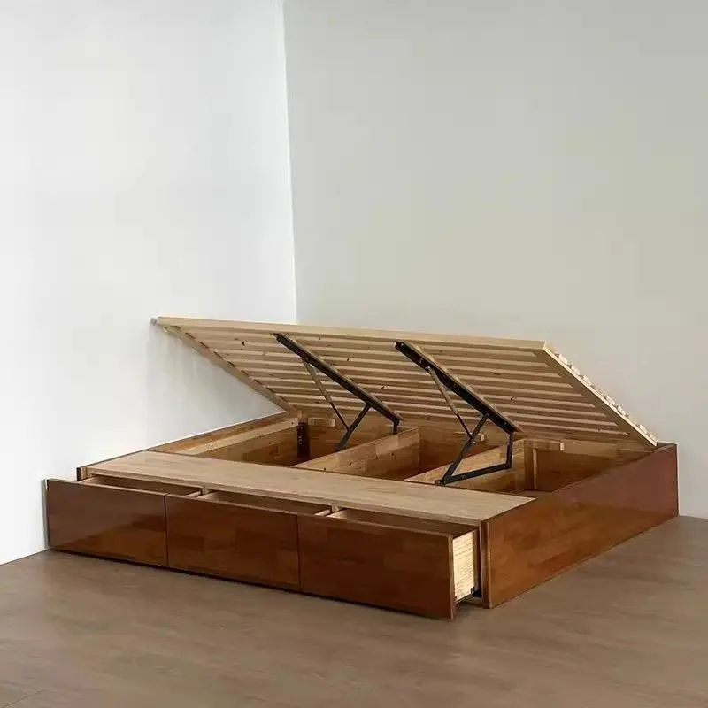 Small apartment solid wood tatami air pressure modern high box drawer storage