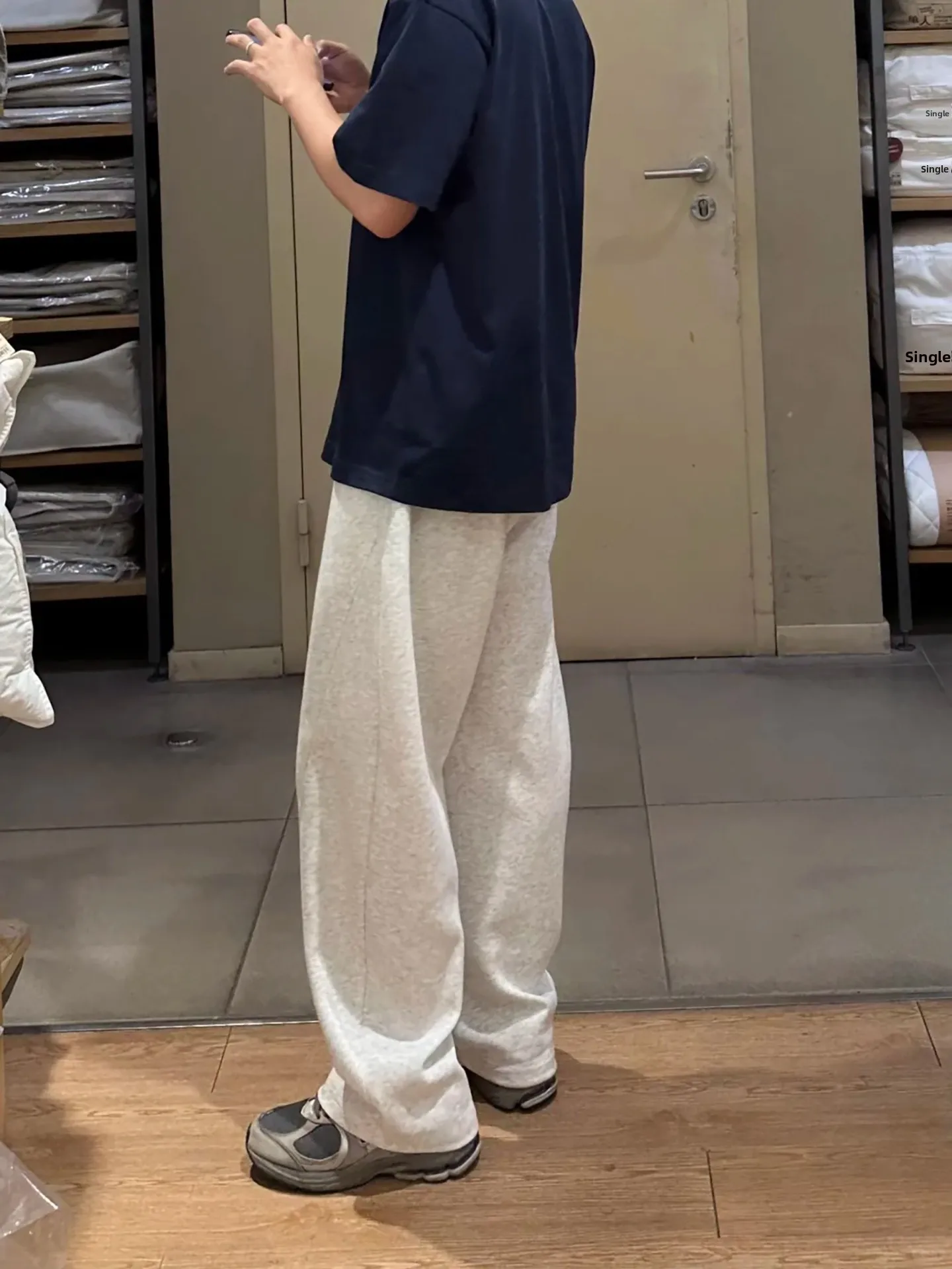 

Cleanfit American Sle Casual Loose Straight Leg Pants White ey Slimming High Waist Elastic Waisand Breathable Long Trou...