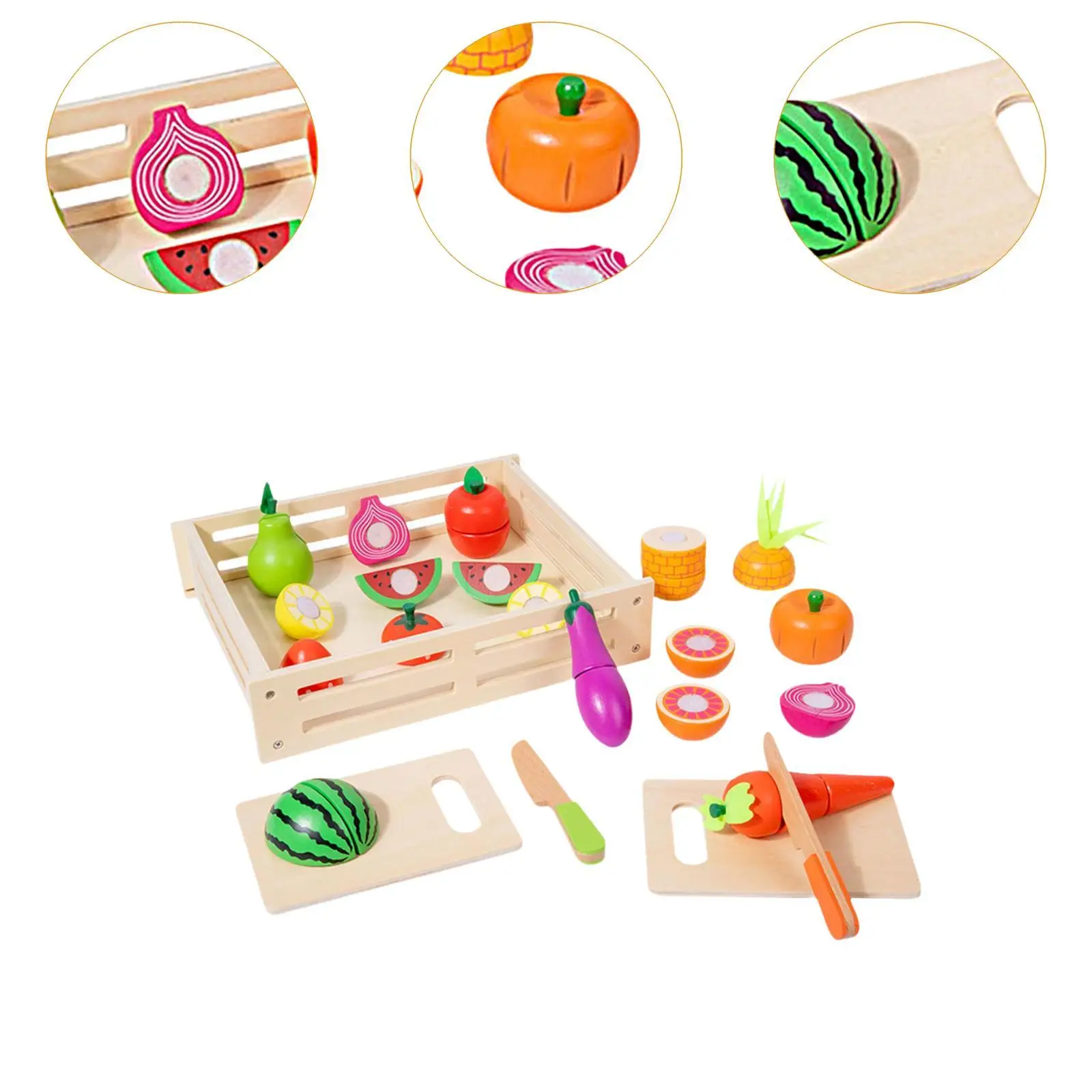 Cutting Play Food Toys, Kitchen Pretend Food Set, Pretend Fruit Vegetables Accessory for Developing Cognitive Abilities Kids