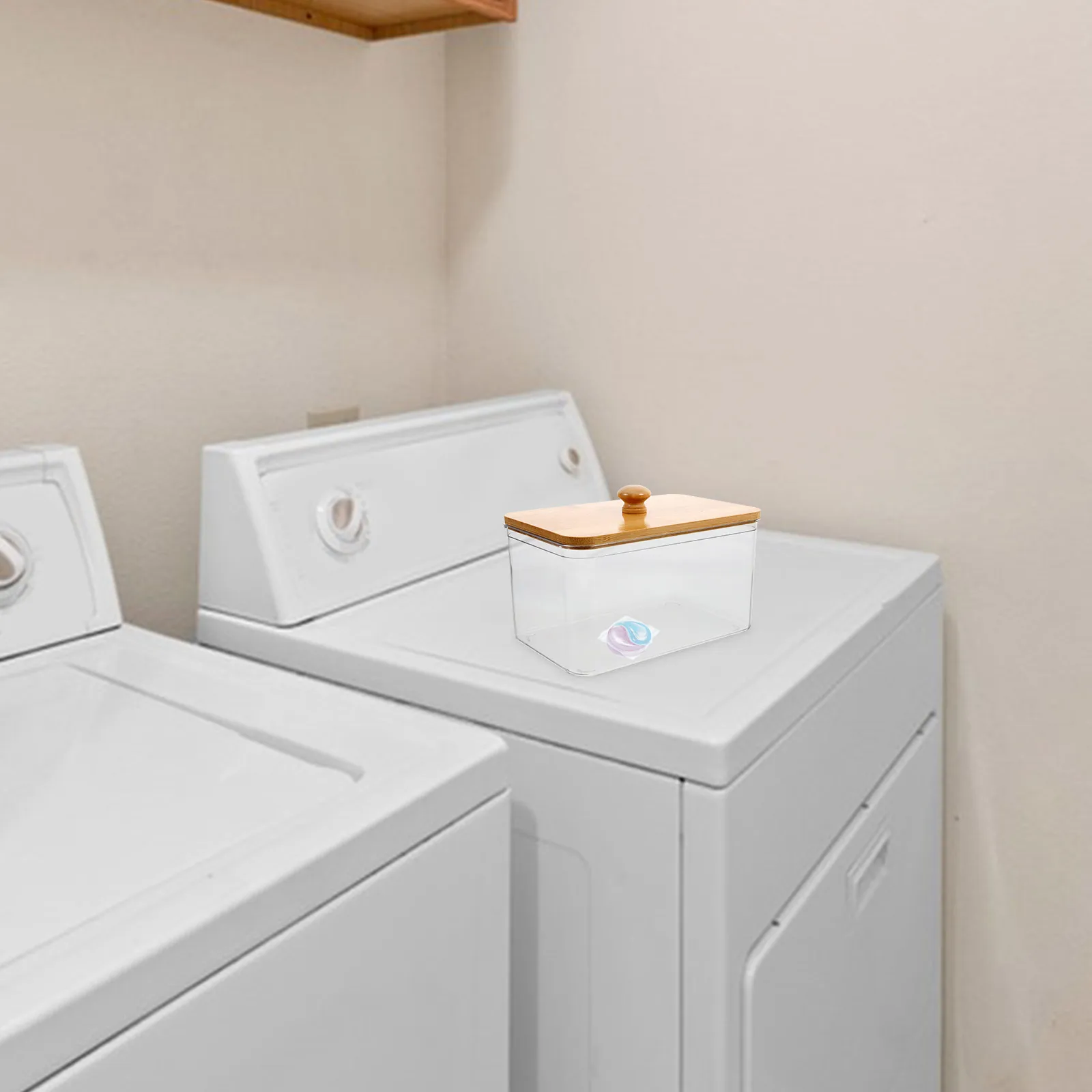 

Drying Paper Box Transparent Laundry Jars Dryer Holder Detergent Container Dishwasher ganizer Storage Solution Bamboo Wood