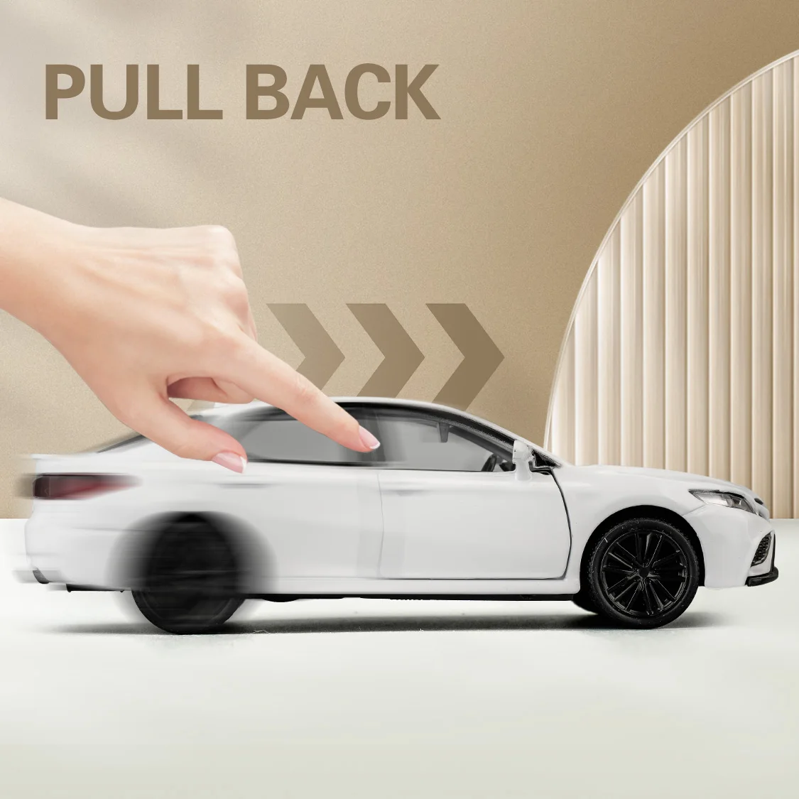 RMZ CITY 1/36 Scale Toyota Camry Diecast Model Car, Zinc Alloy Pull Back Vehicles Toy Cars, Cars Gifts For Boys Girls, White