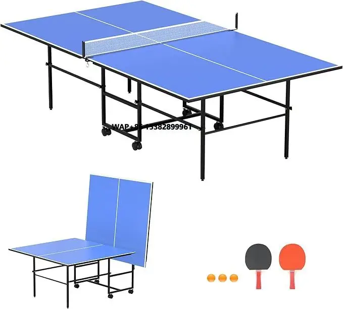 

MDF Professional 9ft Table Tennis Table, Foldable Ping Pong Table for Indoor with Net, 2 Table Tennis Paddles and 3 Balls