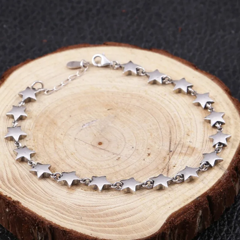 BOCAI S925 Sterling Silver Charm Bracelets New Fashion Popular Stars Hand Chain Pure Argentum Jewelry for Women Lovers