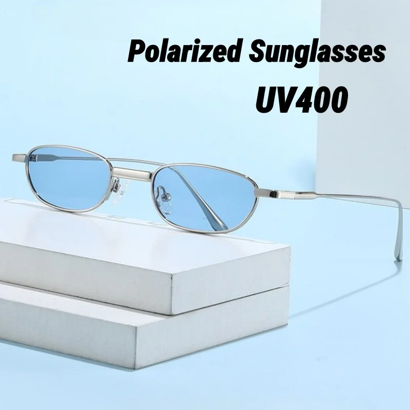 

Small Frame Oval Sunglasses for Women Fashion Trendy Metal Polarized Sun Glasses Portable Travel Outdoor UV Protection Eyewear