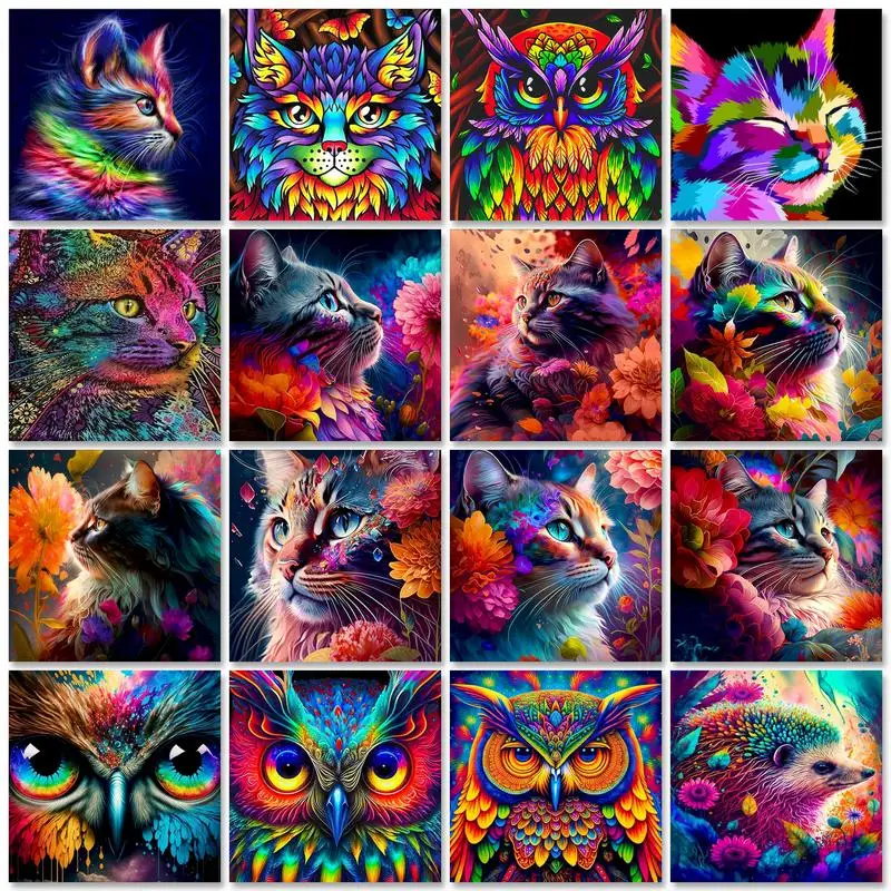 

GATYZTORY 40x50cm Acrylic Paint By Numbers For Adults Colorful Owl Animals Picture By Numbers Wall Artwork For Home Decors