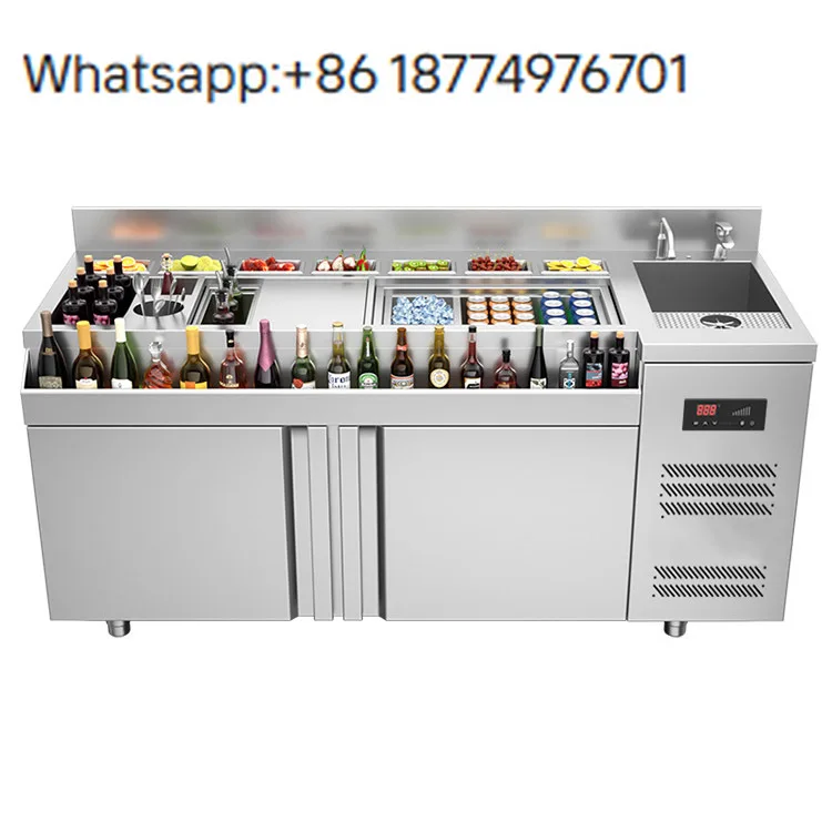

OEM Stainless Steel Commercial Bar Mixing Cocktail Counter Fridge Modern Fashion Banquet Bar Bartenders Cocktail Bar Station