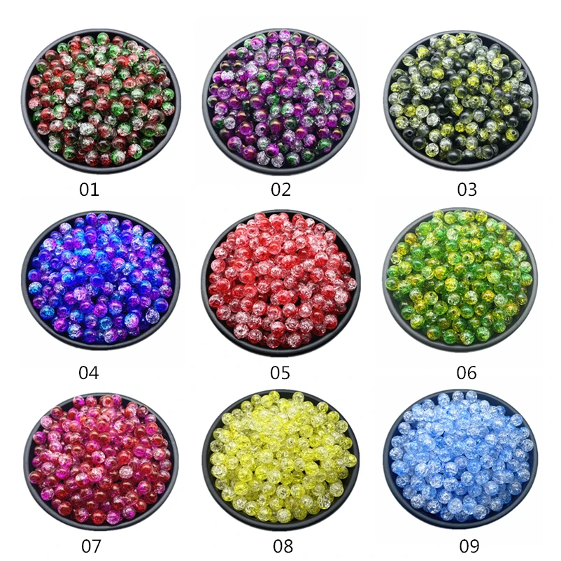 

500 gram 8mm Double Colored Cracked Beads Spacer For Jewelry Making Handmade DIY