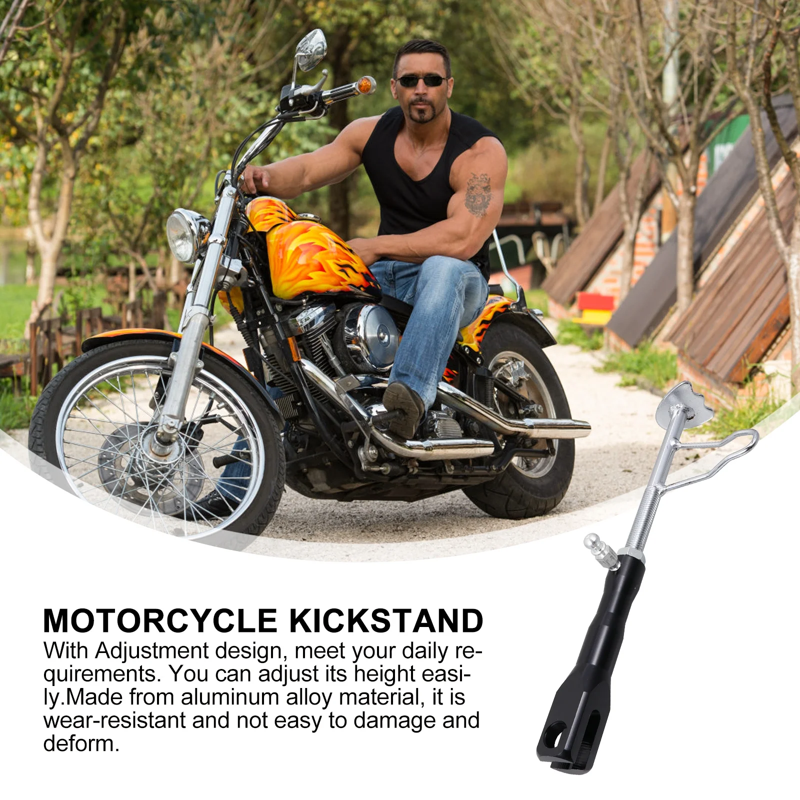 

Adjustable Motorbike Kickstand Heavy Duty Metal Feet Rack for Motorcycle Modified Foot Side Stand High Temperature Resistance