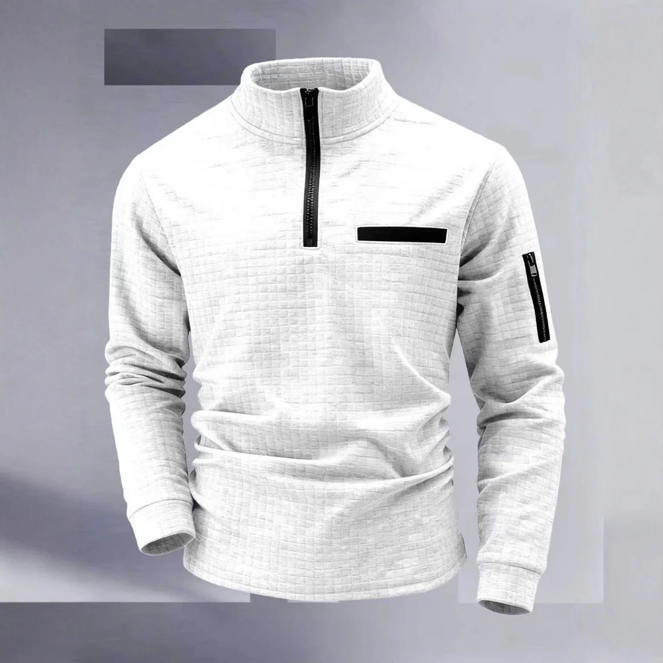Spring and Autumn new style fashionable, comfortable, breathable casual small check pattern, long sleeves with arm zippers.