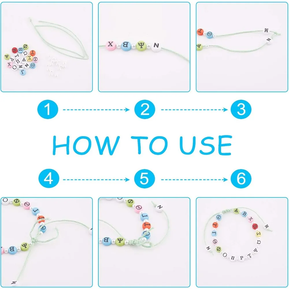 مجموعات صنع الأساور المطاطية ذات الخرز الأبجدية اليونانية مع خيط كريستال مرن واضح لصنع المجوهرات طقم أساور قلادة ذاتية الصنع