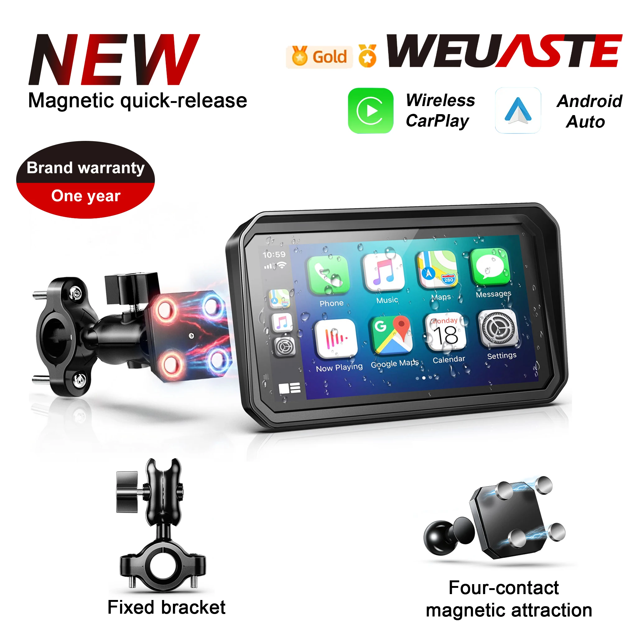 

WEUASTE 6-7 inch Wireless Motorcycle CarPlay Android Auto Compatible with All Models Portable GPS Navigation Dashboard