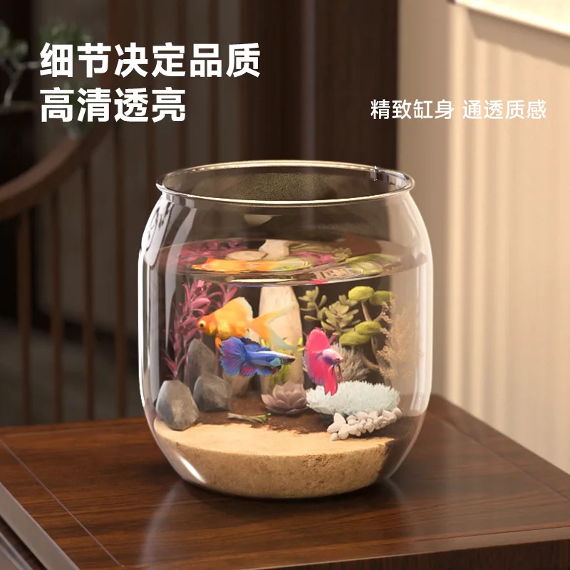 Anti-fall Ecological Plastic Fish Tank Home Microlandscape Fish Tank Office Desk Betta Fish Tank Desktop Turtle