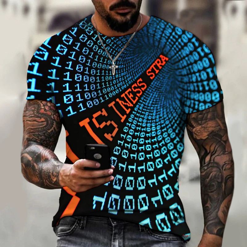 New Vertigo 3d Printed T-shirt Men\'s Fashion Trend O Neck Short-sleeved Tops Graphic Optical Illusion Pattern T Shirt Tees Male