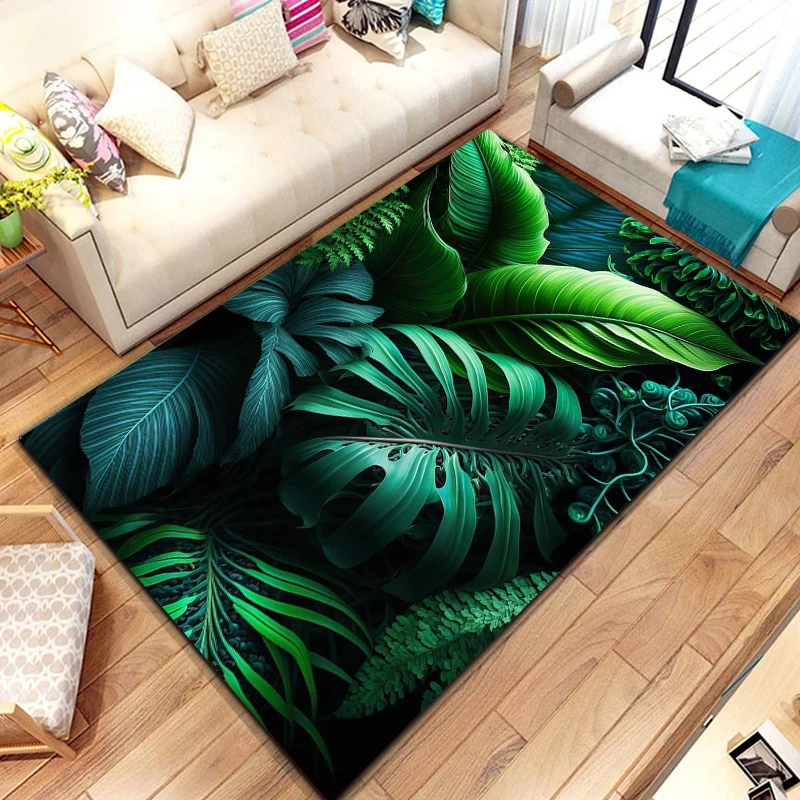 Tropical Leaf Pattern Rug for Bedroom Living Room Carpet for Kitchen Floor Mats Home Decor Non-Slip Floor Pad Rug