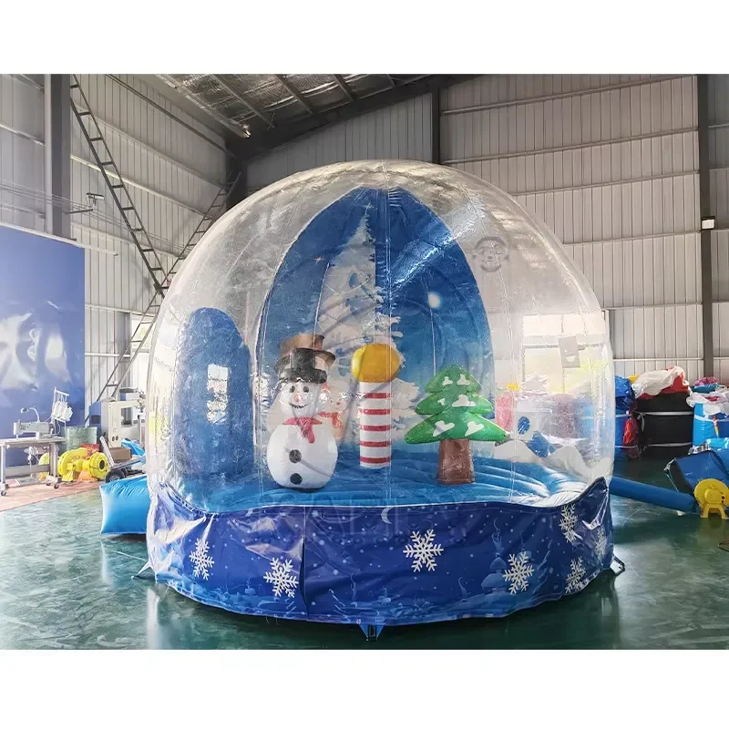 Walk-in Photo Booth Christmas Inflatable Snowball Light with Hair Dryer LED Light Commercial Grade Inflatable Trampoline
