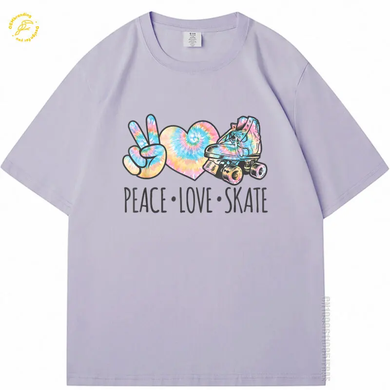 

Tie Dye Roller Skating For Men Funny Peace Love Skate Oversized T-Shirt 2025 Hot Tee T Shirts 빅사이즈 반팔티 Luxury Brand Tops