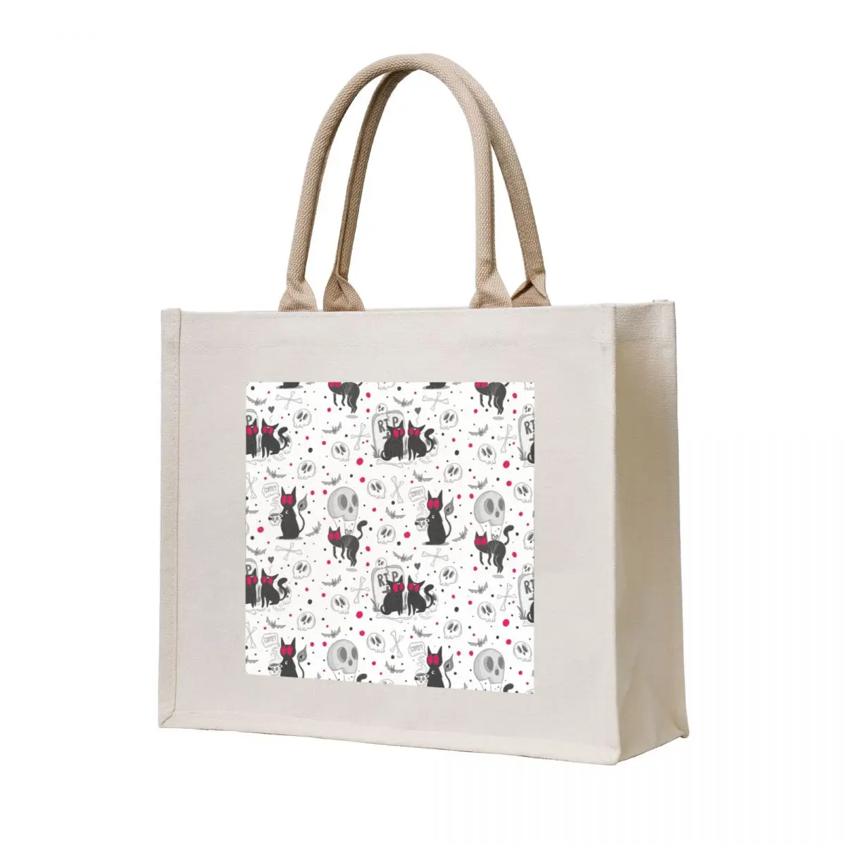 

Spooky cat pattern Tote Bag bag luxury women cute tote bag Canvas stote reusable grocery bags