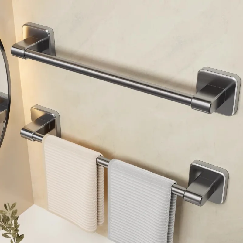 Suporte de Toalha de Banheiro de Parede Sem Furo, Barra de Toalha Plástica ABS de 30/40/50cm, Barra Única de 2 Níveis para Apartamento - Novo Lançamento!