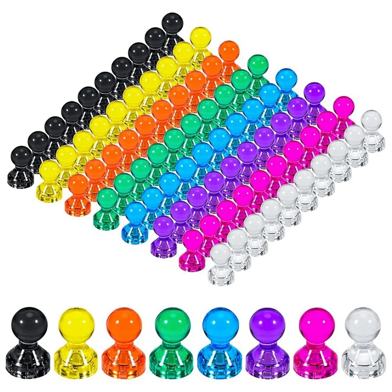 80 imanes fuertes para nevera, imán para refrigerador de plástico + Metal Multicolor, imanes pequeños (8 colores)