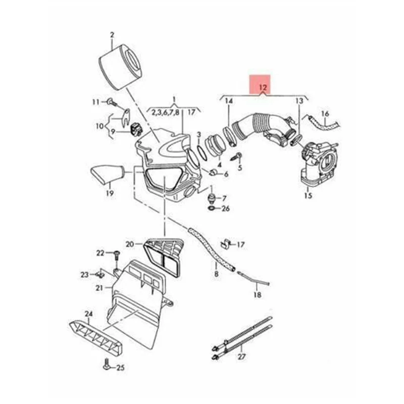 Car Air Intake Hose for A5 2008-2016 S5 2008-2016 Air Filter with Connection 06E129629Q