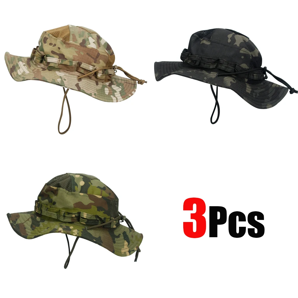 1 Stück/3 Stück Camo Boonie Hut Sonnenschutz Atmungsaktiver Fischerhut Herren Outdoor Wandern Jagd Angeln Winddichter Fischerhut