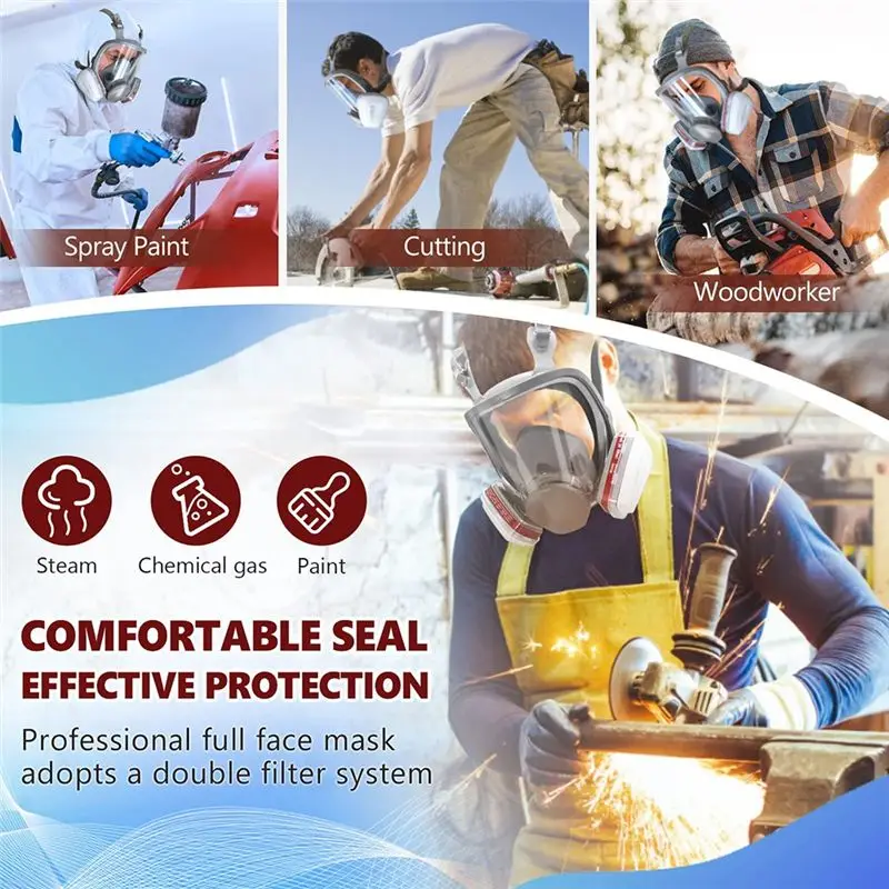 N82R 1 Set Full Mask Dust-Proof Respirator Nuclear Mask With Filters Protection Dust Mask For Painting Protection