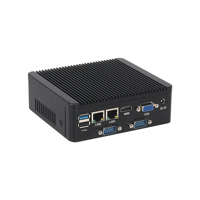 Intel Celeron J6412 N2840 Pentium J2900 Fanless Mini PC 4x COM RS232 RS485 2x Ethernet 6x USB SIM slot 4G LTE WiFi Windows Linux