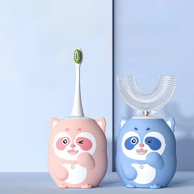 Kids U-shaped Sonic Electric Toothbrush USB Charging for Children Cartoon Pattern Smart 360 Degrees Tooth Brush Blue Light IPX7