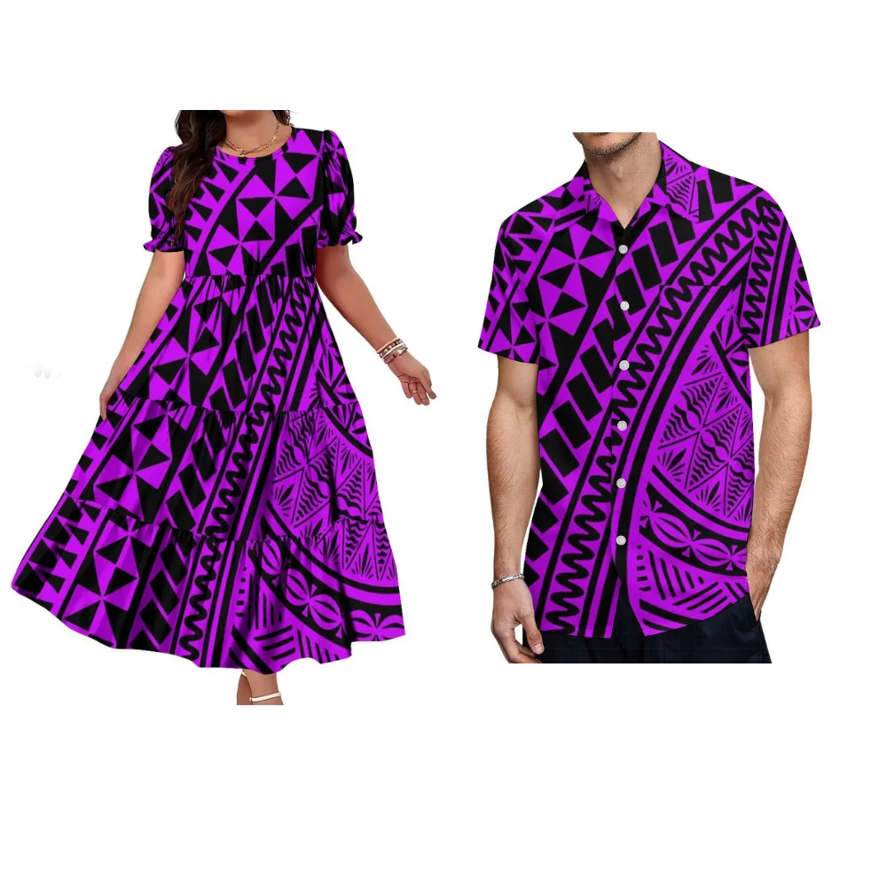 جزر هاواي جولة الرقبة مطاطا كم كعكة اللباس البولينيزية المرأة اللباس عارضة الرجال قميص حزب مهرجان اللباس #3