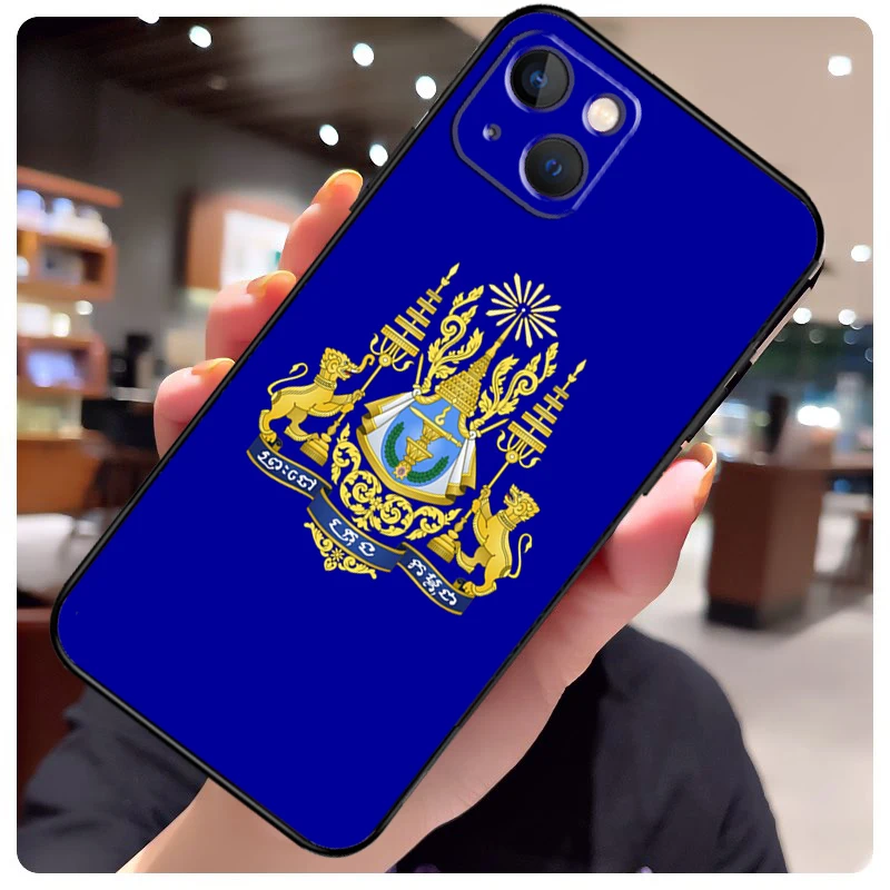 Cambodia Flag Phone Case For iPhone 16 11 12 13 Mini 14 15 Pro Max X XS Max XR Plus Cover Bag