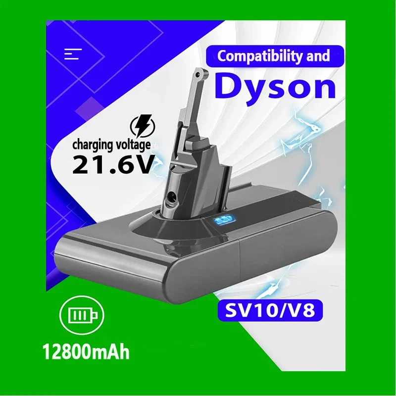 Rep100% nouveau pour Dyson V8 21.6V 12800mAh batterie de remplacement pour Dyson V8 aspirateur à main sans fil absolu Batte
