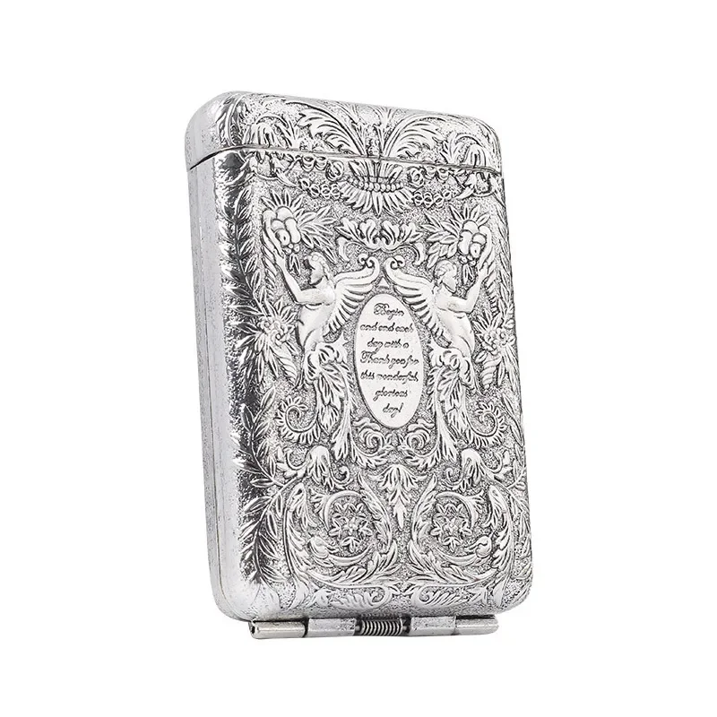 Retro Carved Cigarette Case for 14 Cigarettes Vintage Portable Pocket Tobacco Case Cigarette Holder Storage Box Smoking Tools