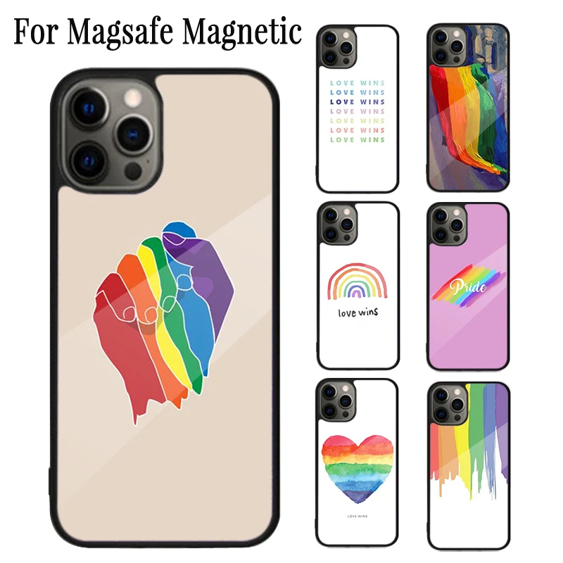 LGBT Love Wins Magnetic Phone Case Coque For iPhone 16 15 14 Plus 13 12 Mini 11 Pro Max Magsafe Wireless Charging Cover