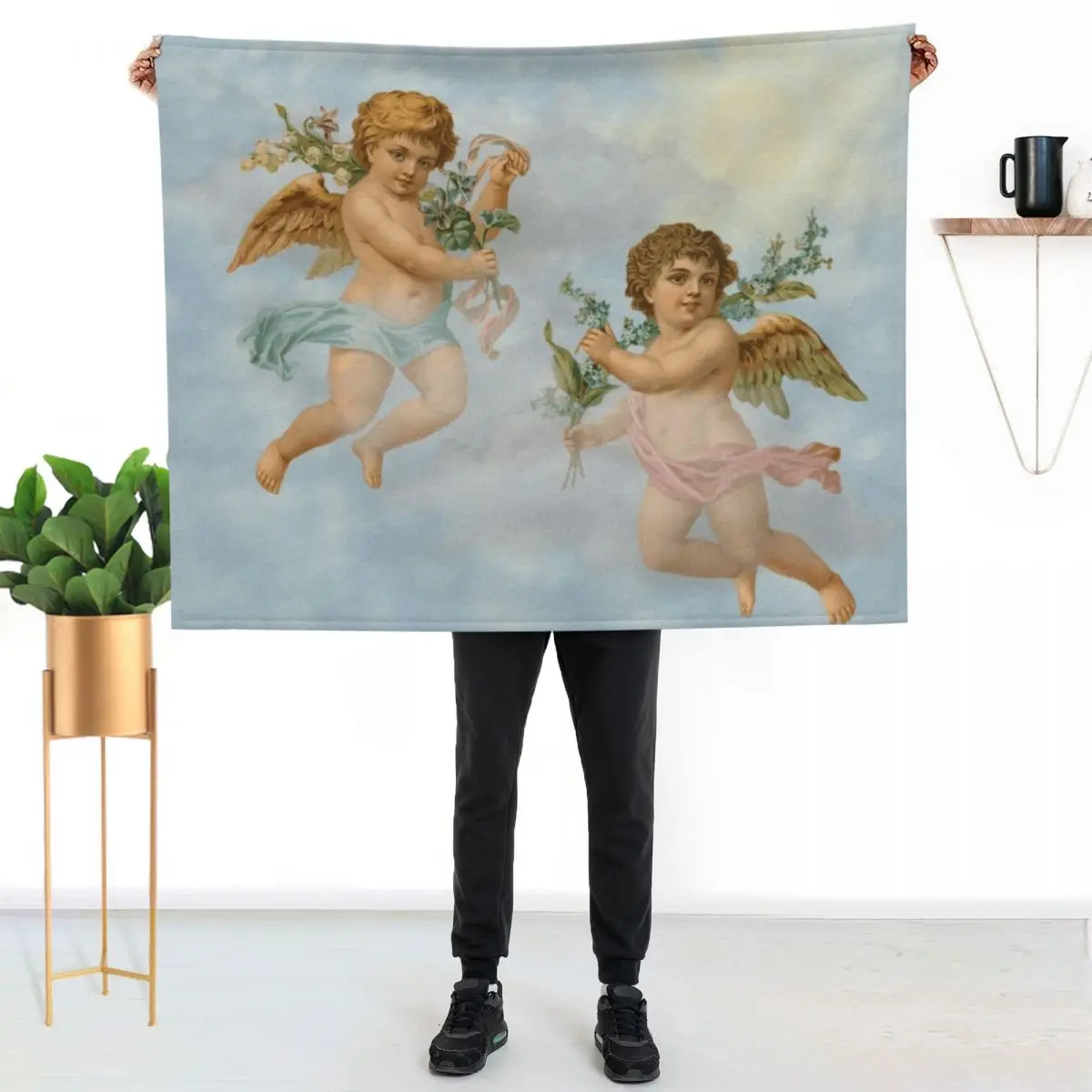 Cupid Angels in Heaven (Aesthetic Renaissance Art) Throw Blanket Bed linens Heavy Quilt Luxury Loose Retros Blankets