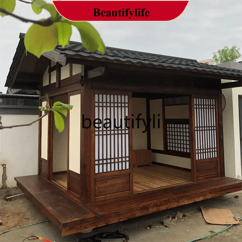 Outdoor Anti-Corrosion Wood Villa Japanese-Style Pavilion Tea Room Chinese-Style Rural Courtyard Homestay Courtyard Small House