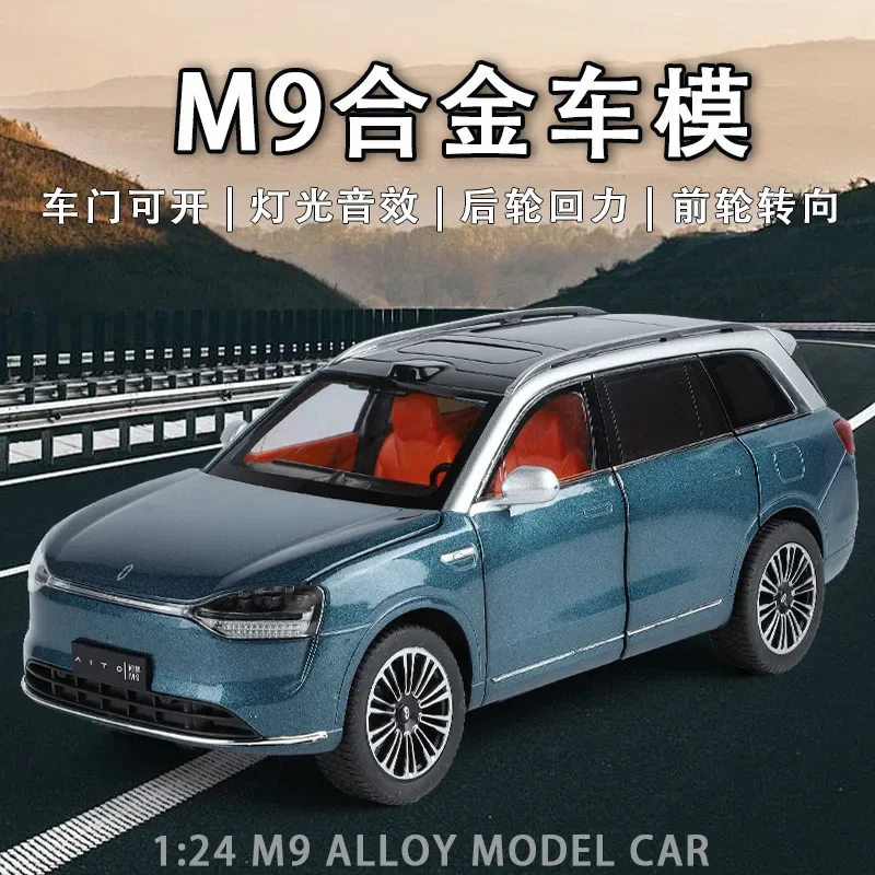 

1:24 AITO M9 SUV Simulation Car Model Alloy Diecast Toy Vehicles Children Boy Car Gift Collection Off Road Miniature C379