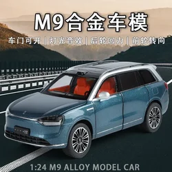 1:24 AITO M9 SUV Simulation Car Model Alloy Diecast Toy Vehicles Children Boy Car Gift Collection Off Road Miniature C379