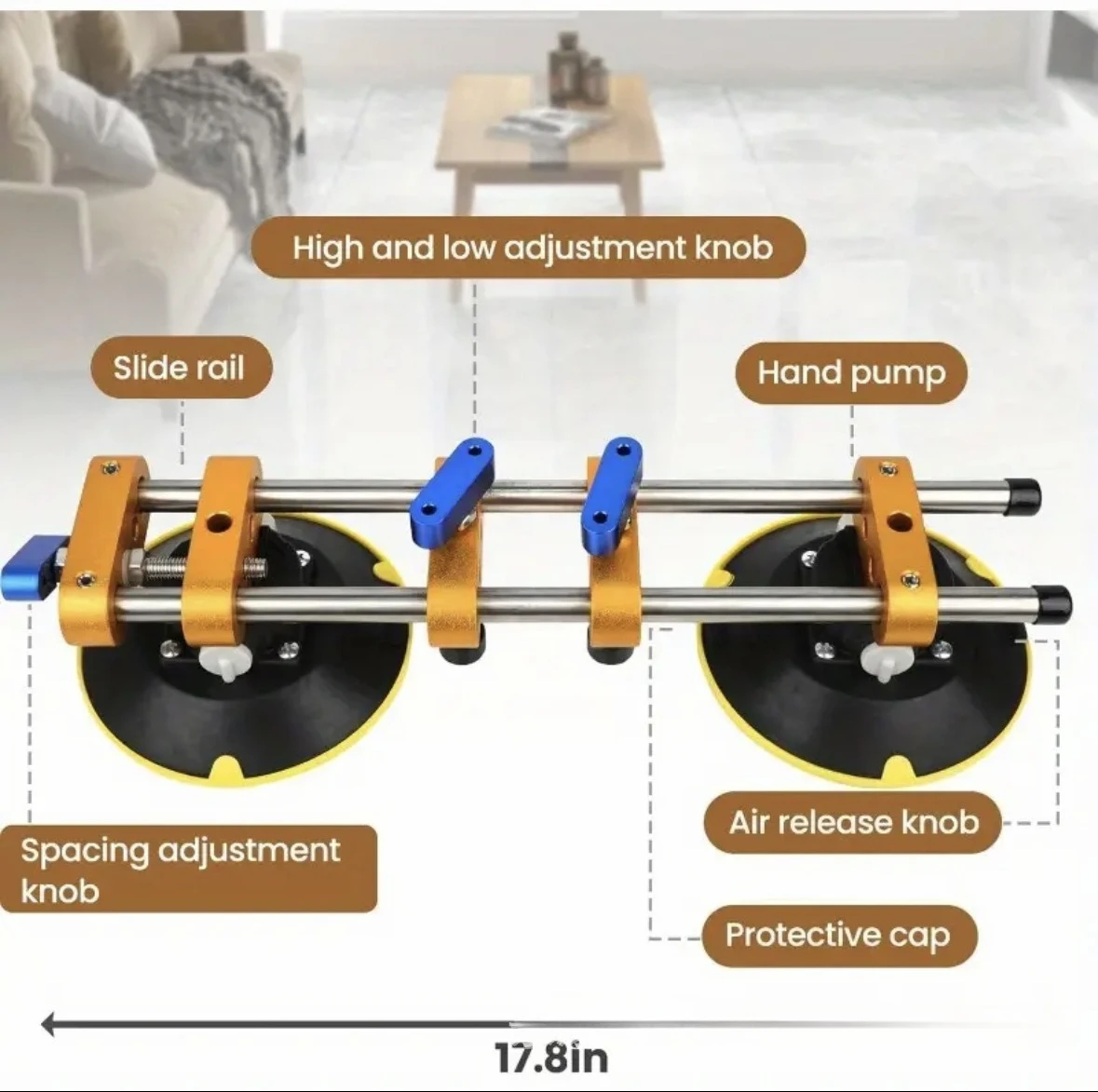 Seamless Seam Setter 6 Inch Suction Cups for Seam Joining and Leveling Countertop Installation for Granite Stone Marble Slab