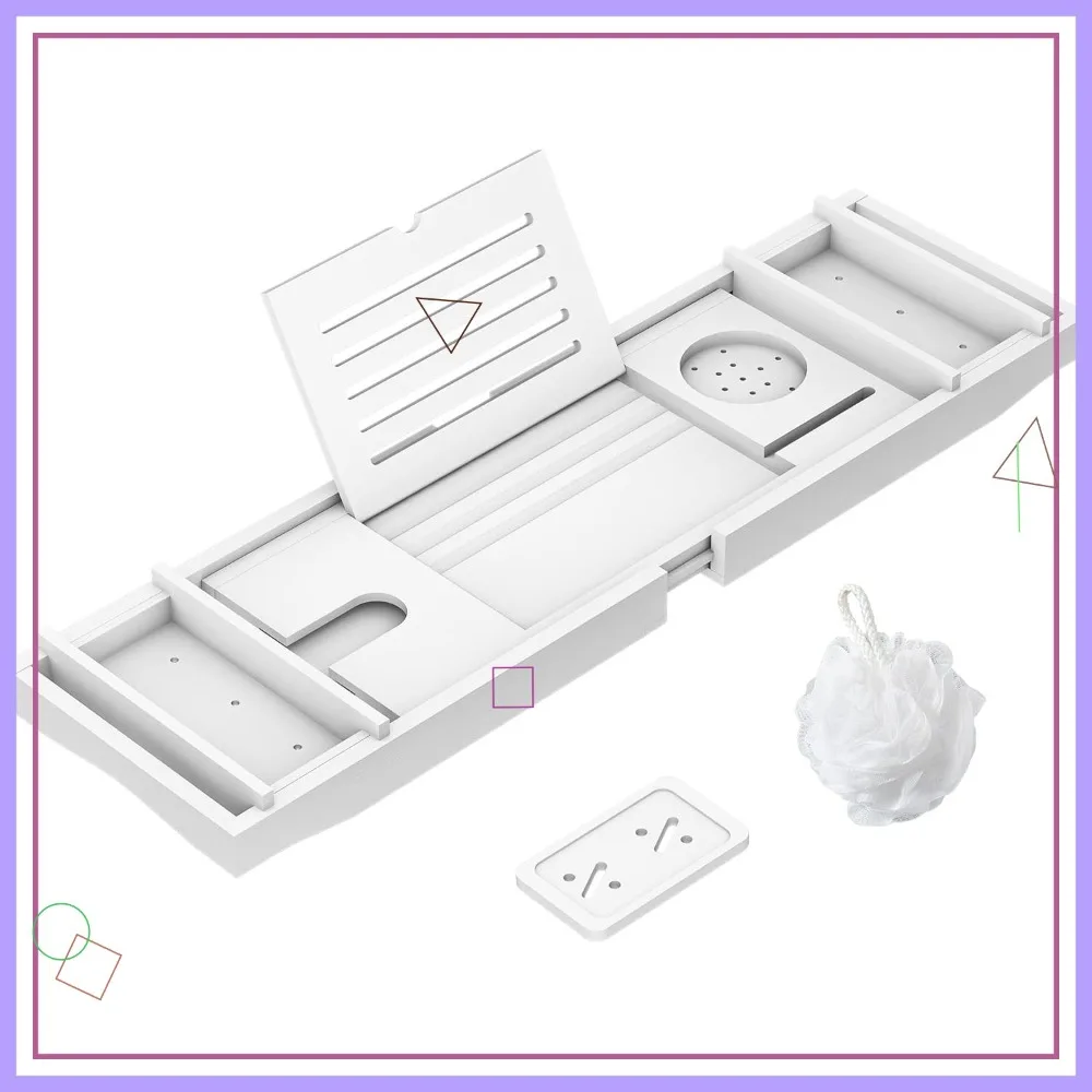 

Расширяемый бамбуковый поднос для ванны с регулируемым держателем, роскошный спа-аксессуар для расслабляющей ванны