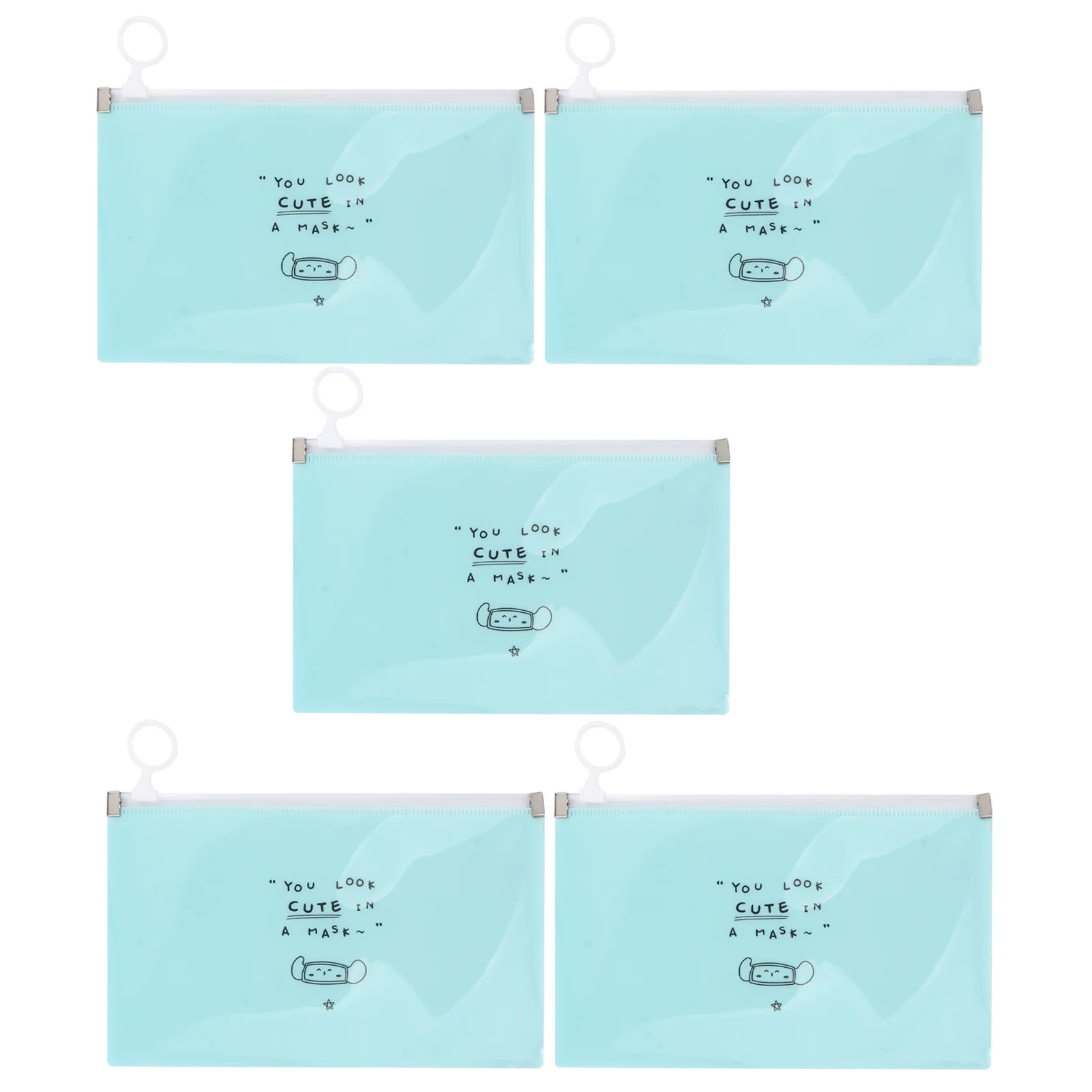 5 قطع من حامل القناع المحمول الجميل القابل للطي باللون الأزرق وأكياس تخزين غطاء الوجه القابلة لإعادة الاستخدام