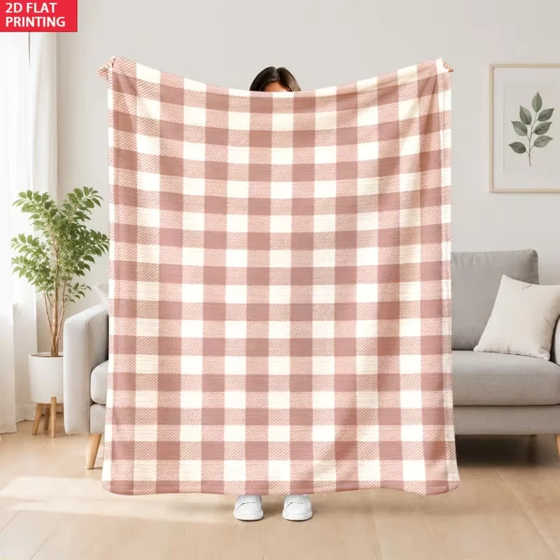 Green White Buffalo Gingham Flannel Throw Blanket Classic Plaid Check Pattern Soft Cozy Blanket Farmhouse Sofa Bed Home Decor