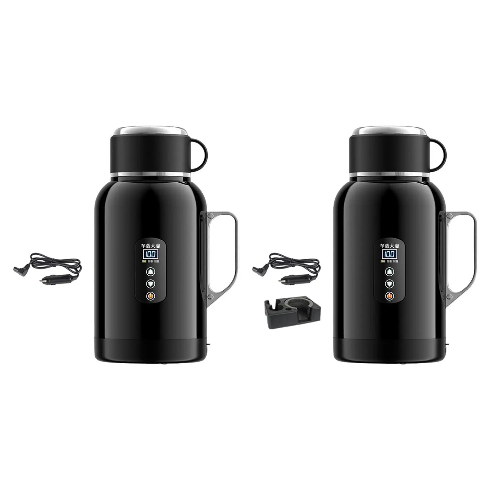 

1400ml Car Electric Kettle 12V 24V 17.5x28.5cm Leakproof Lid Fast Heating Speed Car Heating Cup for Business Man Multipurpose