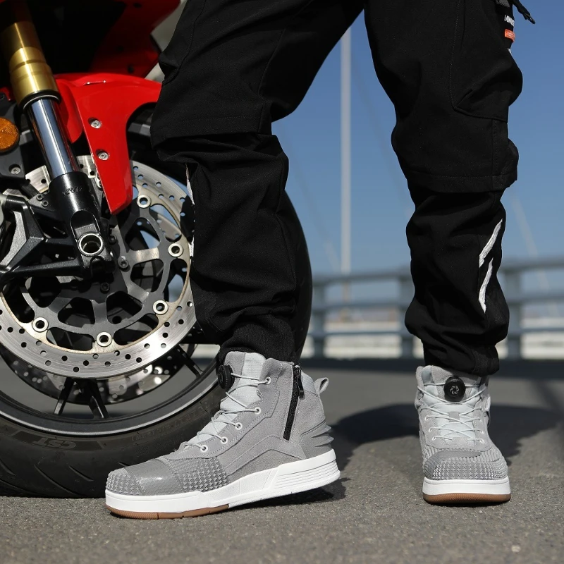 JG.WOLVES Men's Casual High-Top Boots Women Sneakers Motorcyclist Shoes Breathable Motocross Boots Motorcycle Supplies