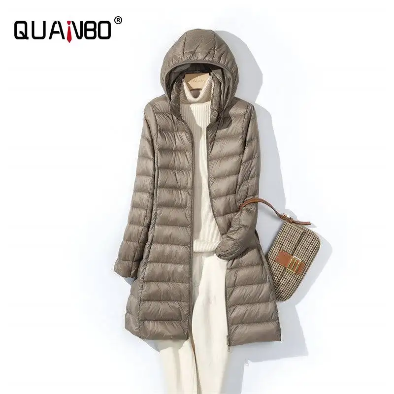 Women Long Puffer Jackets 2024 New Arrivals Female lightweight packable Hat Detachable ladies slim x-long down jackets