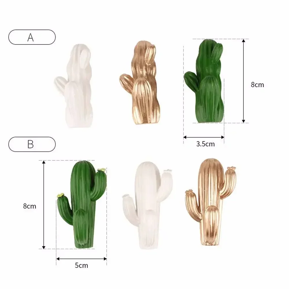 Creative Resin Cactus Wall Hook, Key Hanger, Self-adhesive Plants Hooks, Three-Dimensional Hanger, Home Decoration Accessories