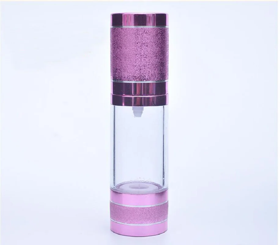 Garrafa mal ventilada rosa/azul de 15ml, tampa rosa transparente para soro/loção/emulsão/essência/óleo/base/gel embalagem cosmética
