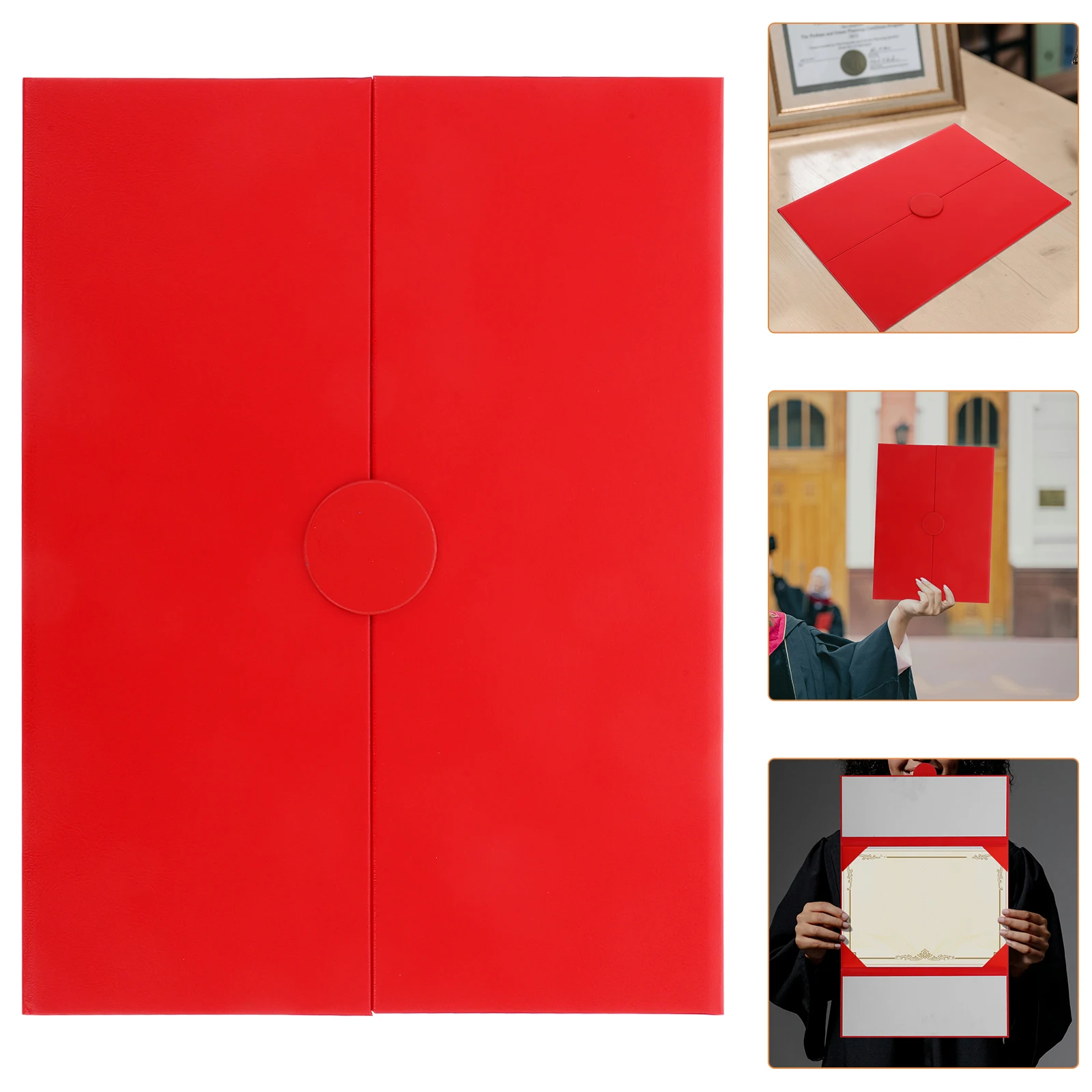 

Trifold Graduation Holder Diploma Cover Document Protector Award Certificate Cover Foldable Pu Material For Wedding Anniversary